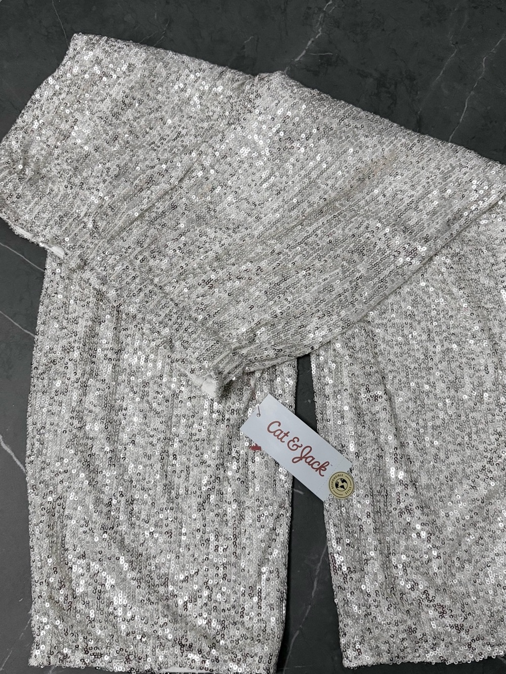 Cat & Jack Silver Sequin Kids One-Piece